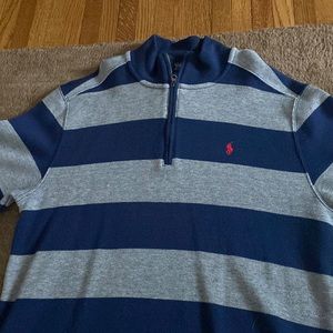 Polo Ralph Lauren Gray and Navy Striped Quarter Zip Boys